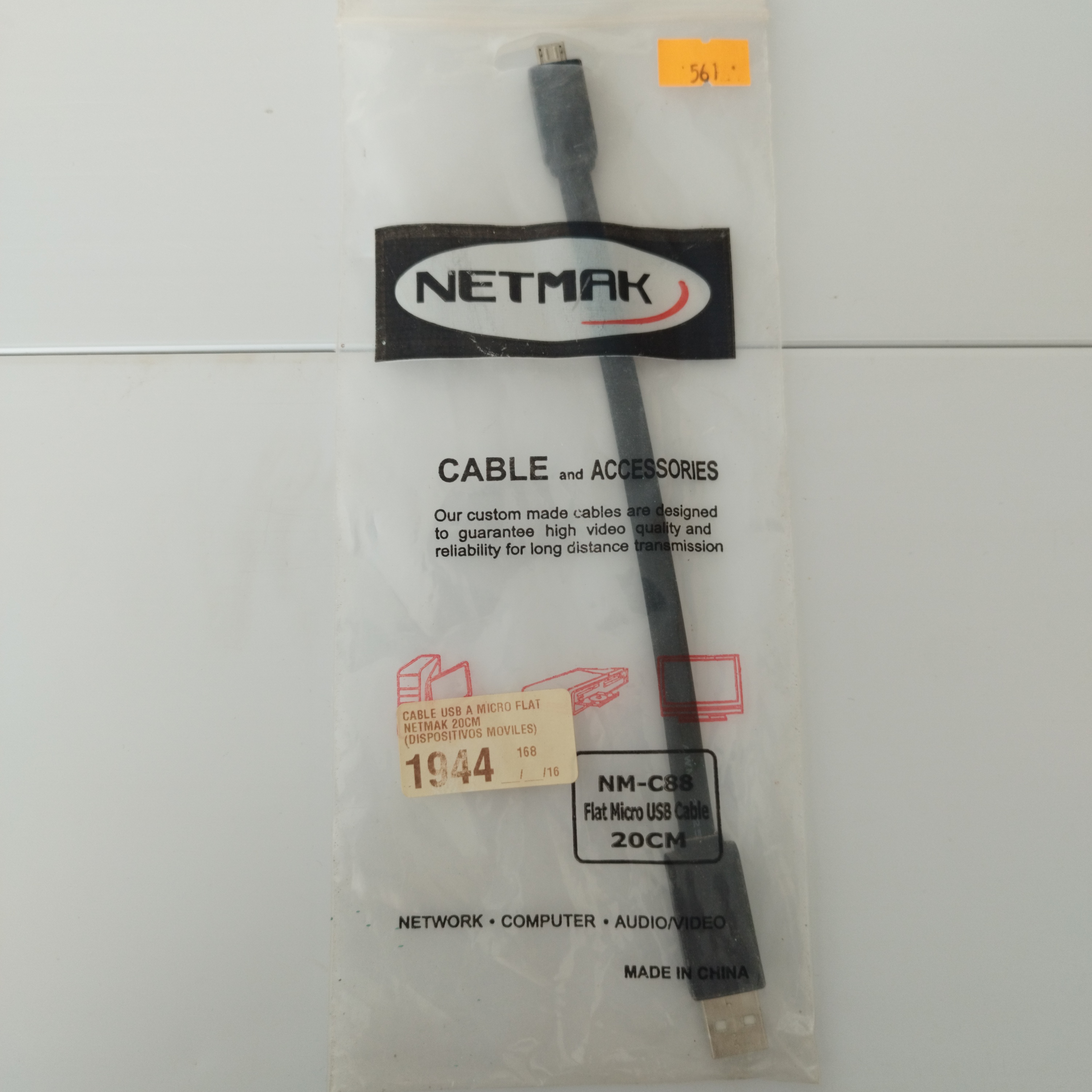 CABLE USB A MICRO FLAT NETMAK 20 CM
